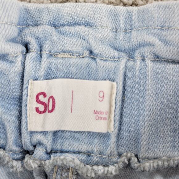 SO Jean Skirt 9 Light Wash Sack Tie Waist Raw Hem Bohemian Denim Mini Skirt - Picture 2 of 12